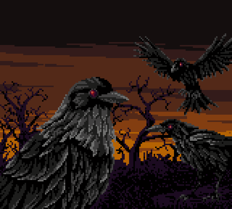pixel art - crows